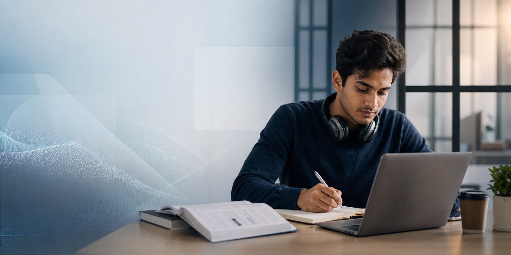 একজন শিক্ষার্থী অনলাইনে IELTS ও PTE প্রস্তুতি নিচ্ছেন
